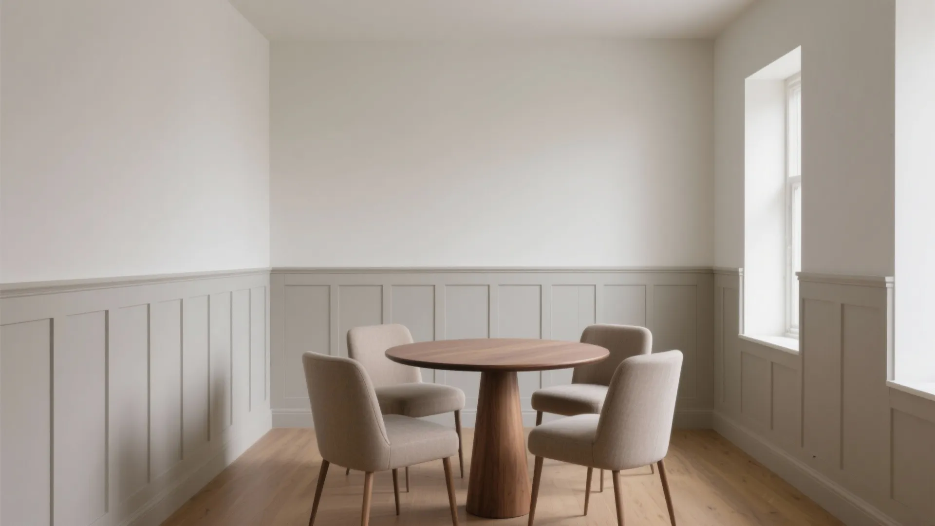 Minimalist wainscoting with a tonal palette