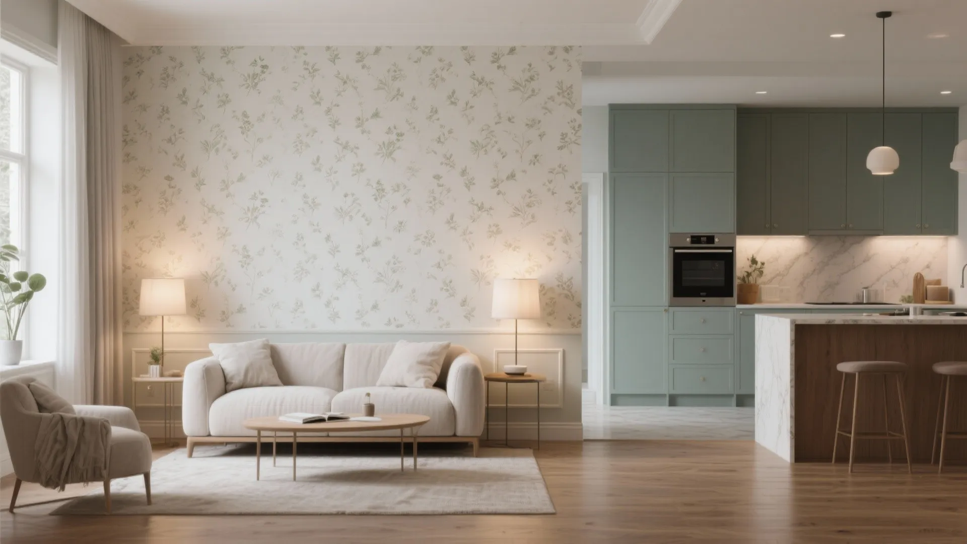 5. Tonal wallpaper with subtle motifs