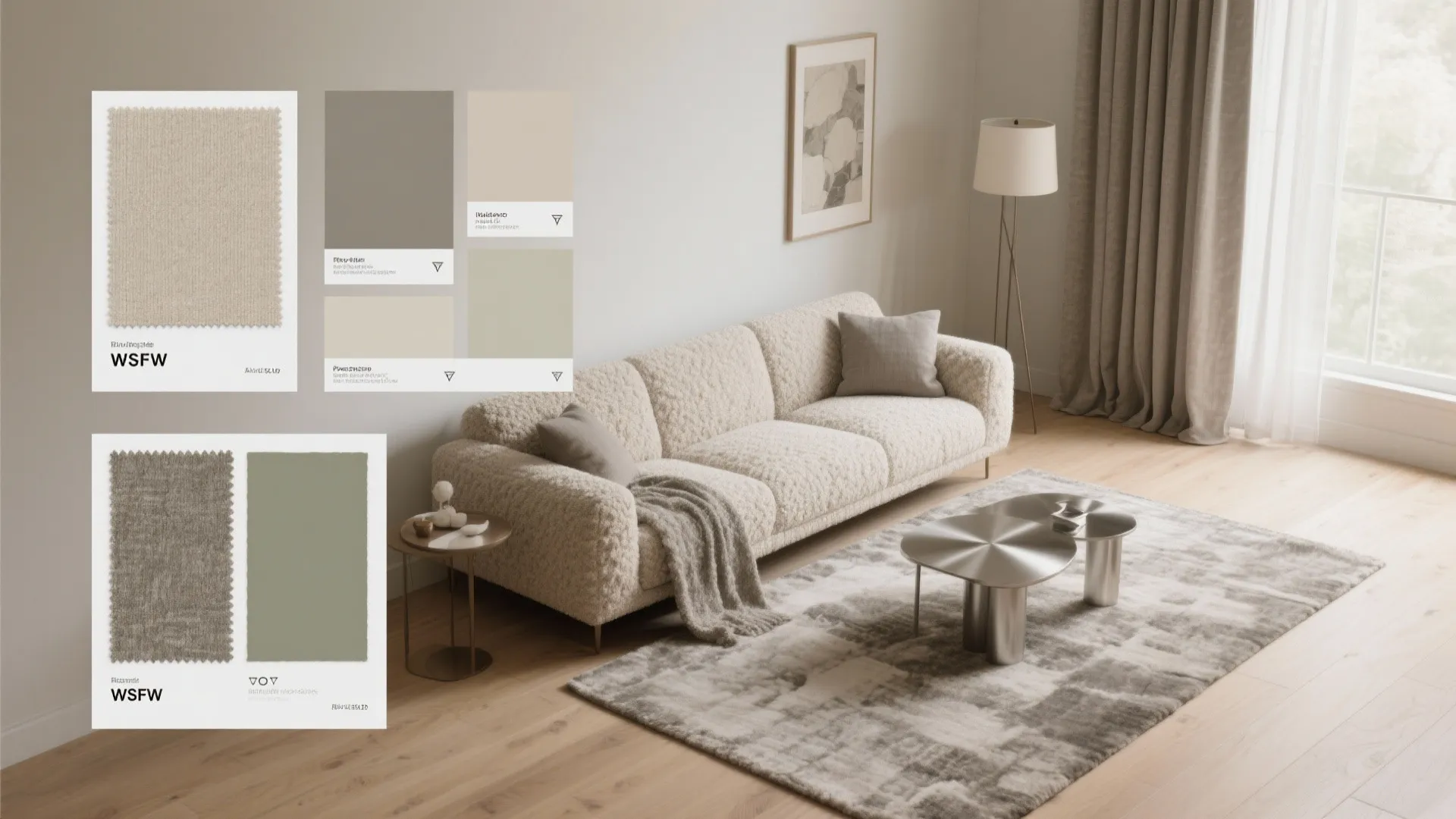 3) Tone-on-tone palette to quiet the mass