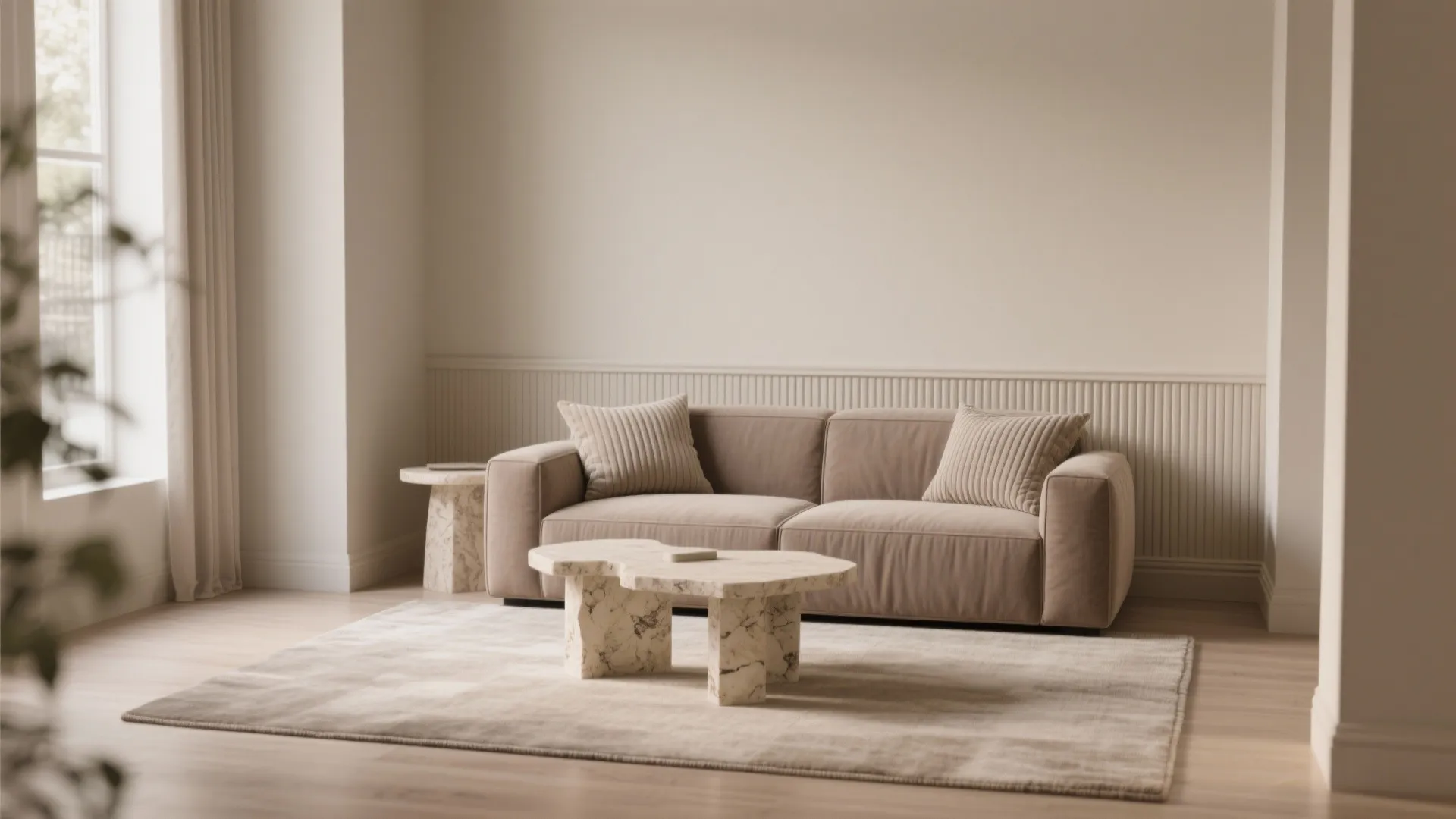 4) Tone-on-tone palette with one material hero