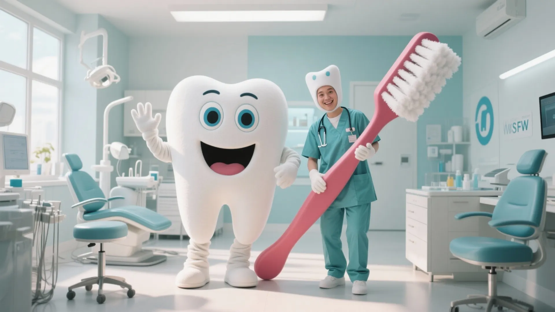 1. Giant Tooth and Toothbrush Duo