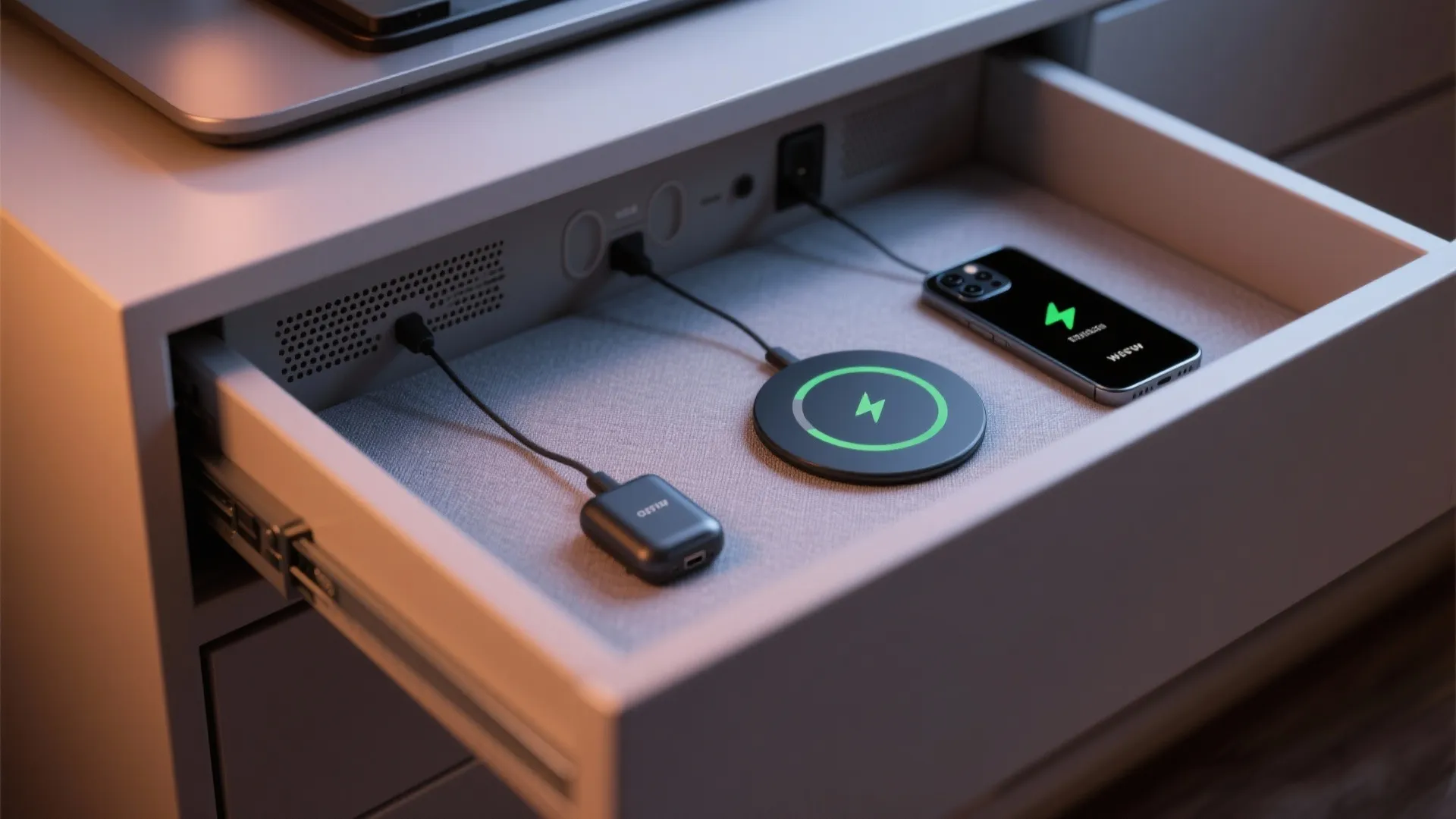 3. Top drawer with built-in tray and charging station