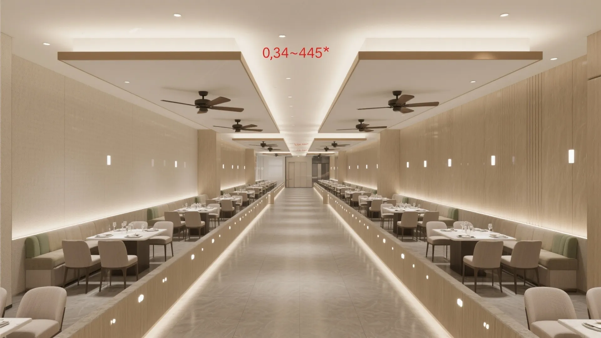 Floating dual-beam ceiling to anchor two fans