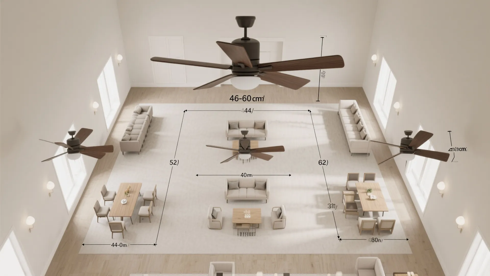 5) Proportion and blade span: 44, 52, 60 inches