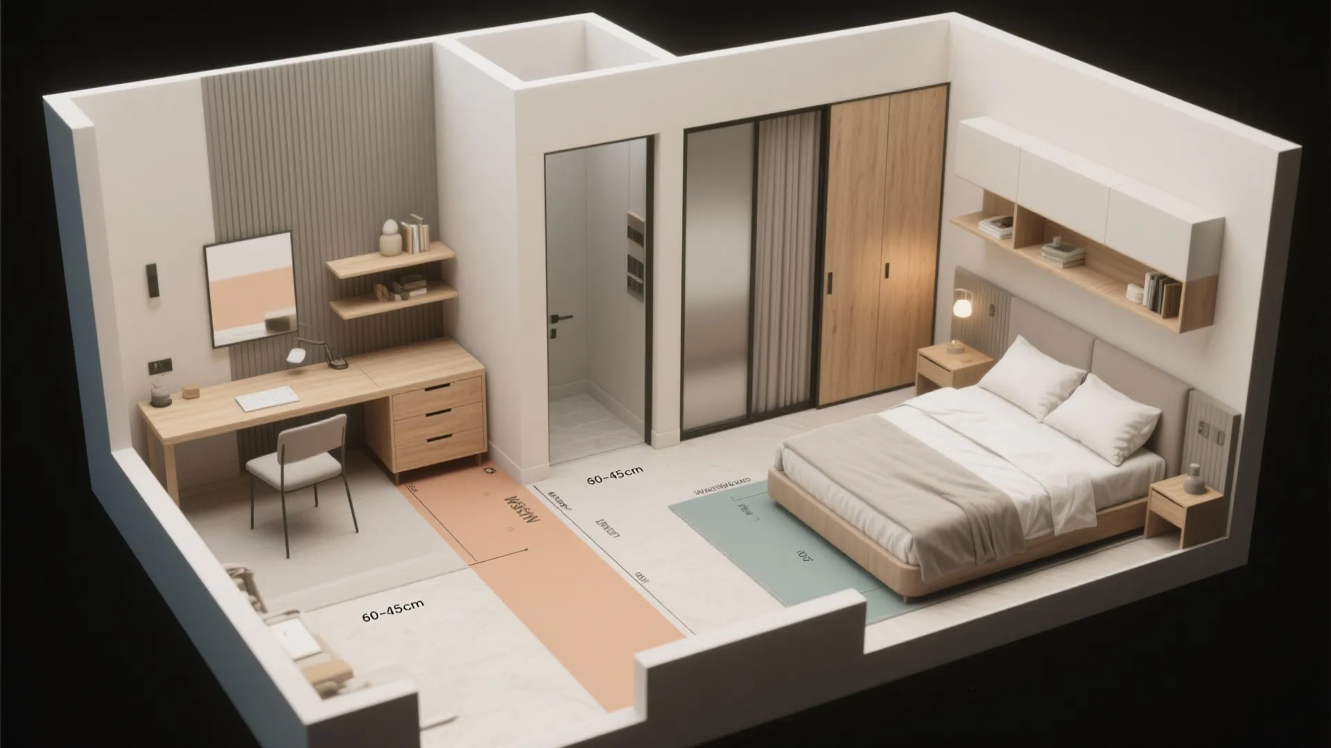 5. Zone the space with small-scale furniture and a consistent layout