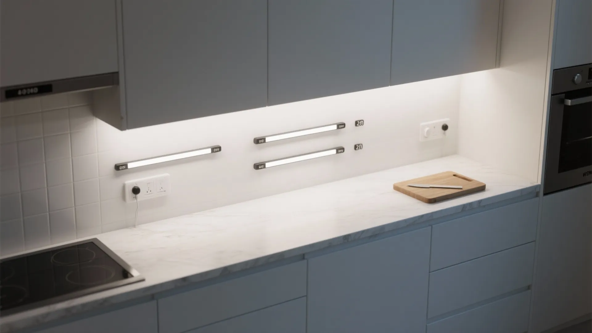 2) Magnetic light bars under cabinets for micro-kitchens