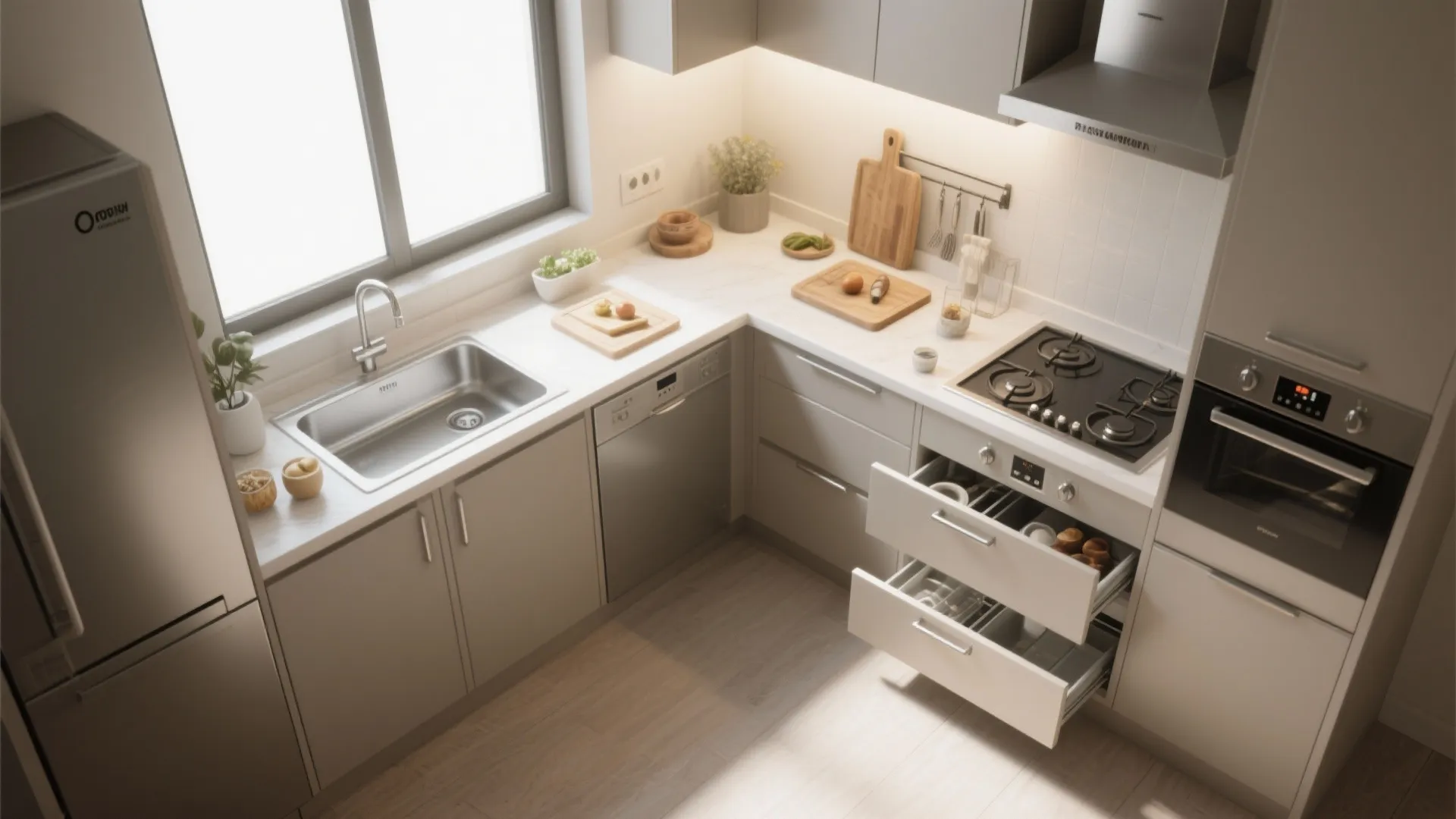 L-Shaped Layout to Free Counter Space