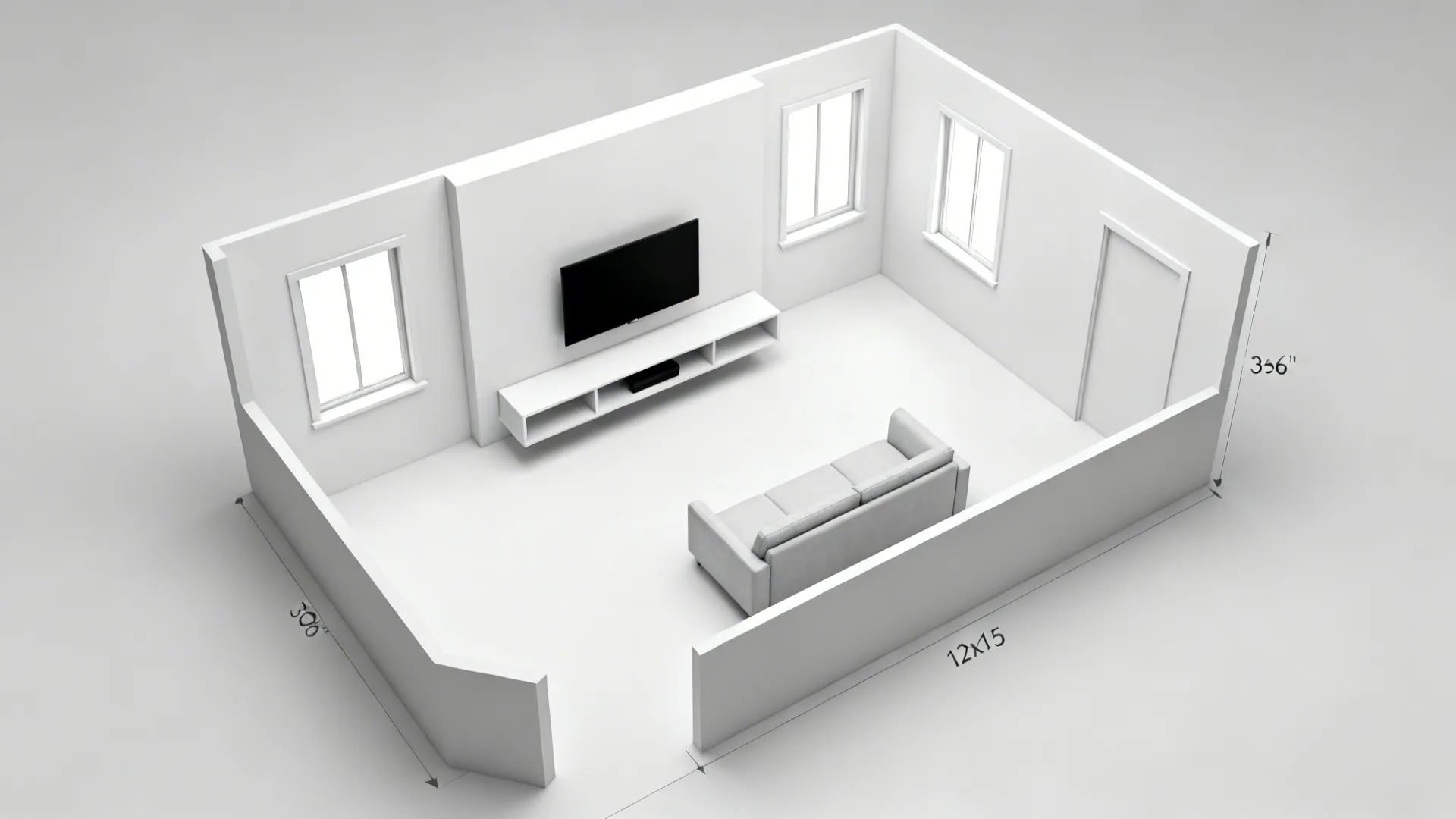 Idea 2: Balanced Window Wall and Floating Media Console