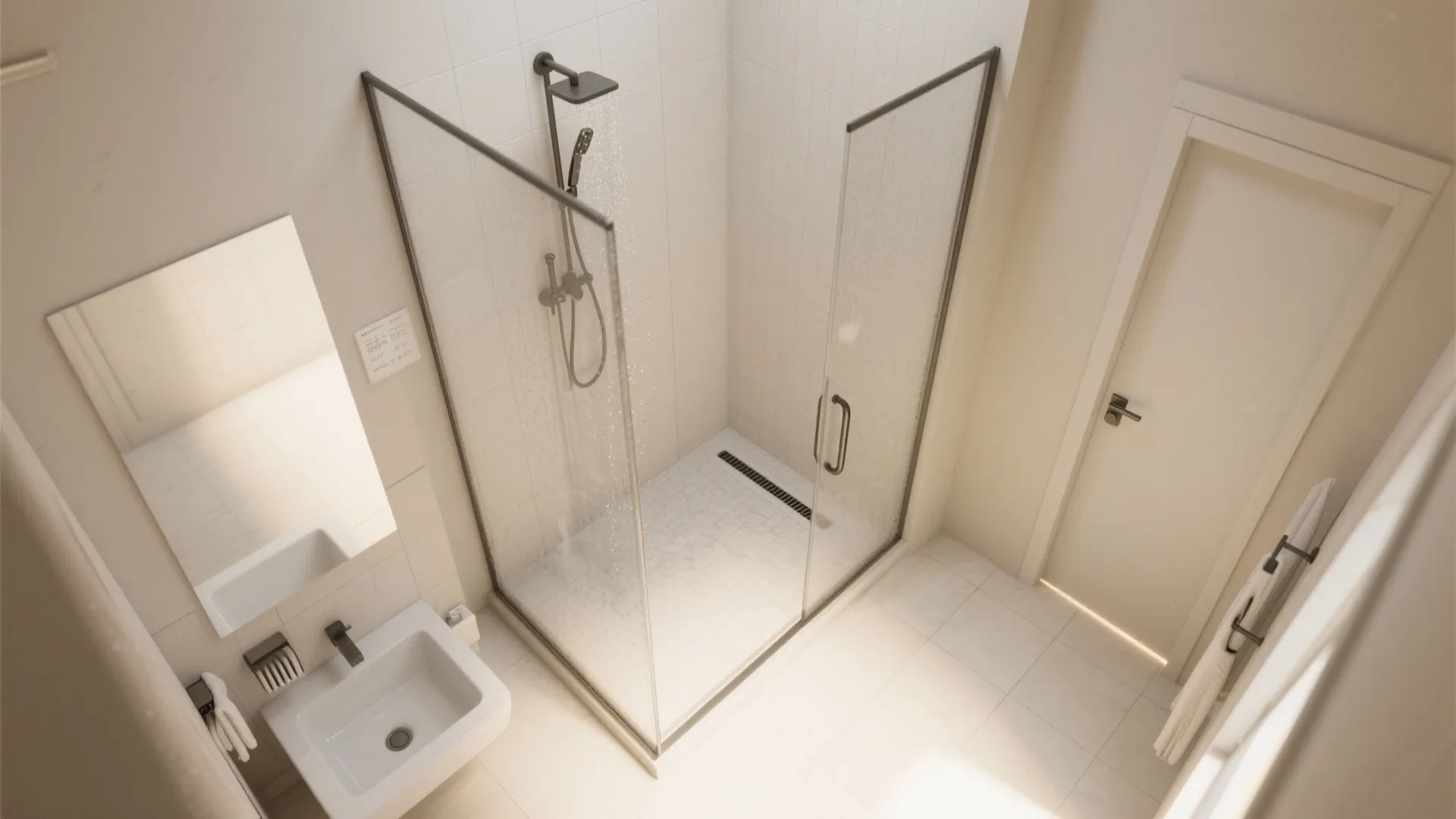 Wet-dry separation with glass and a linear drain