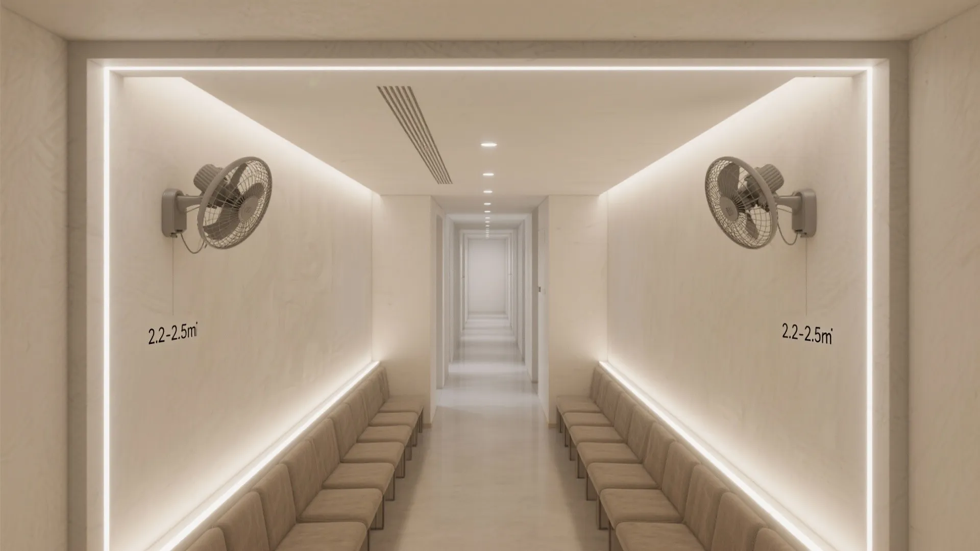 Minimal linear frame with twin fan slots