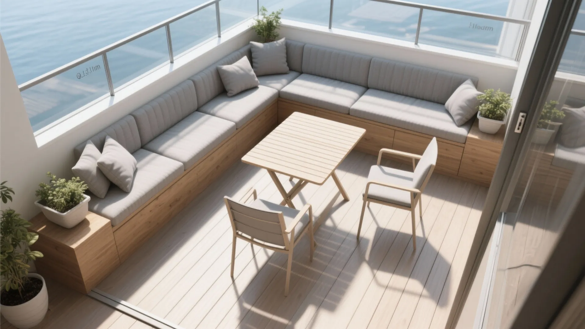 3) A Tiny Lounge That Works: Built-in Seating + Folding Table