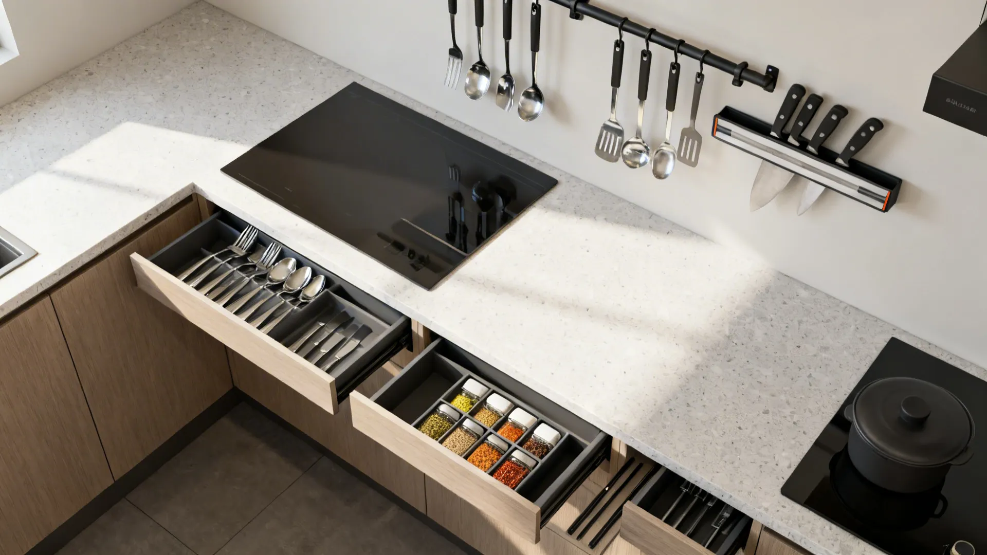 Minimalist storage with concealed hardware