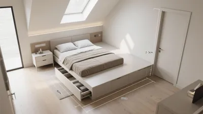 Modern Attic Bedroom with Built-In Storage & Smart Lighting