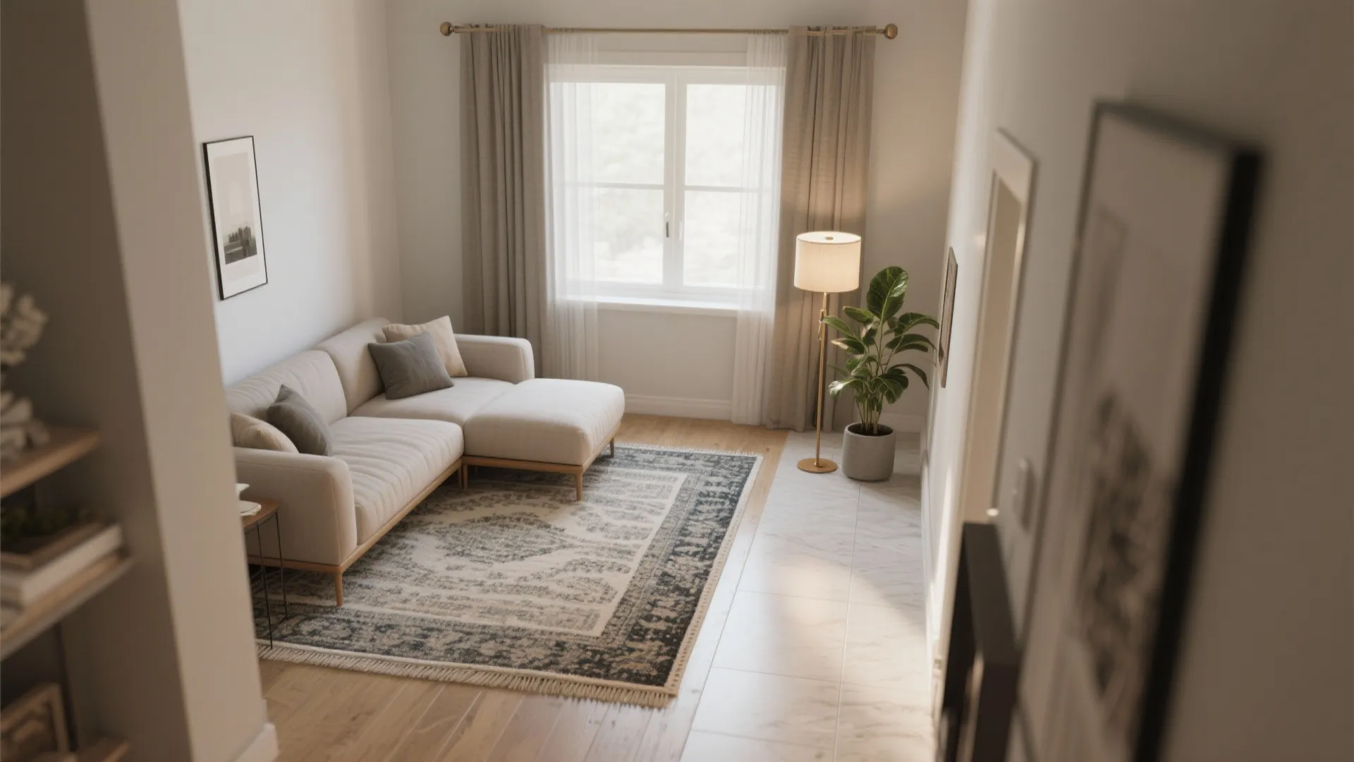 Zone with rugs and vertical rhythm