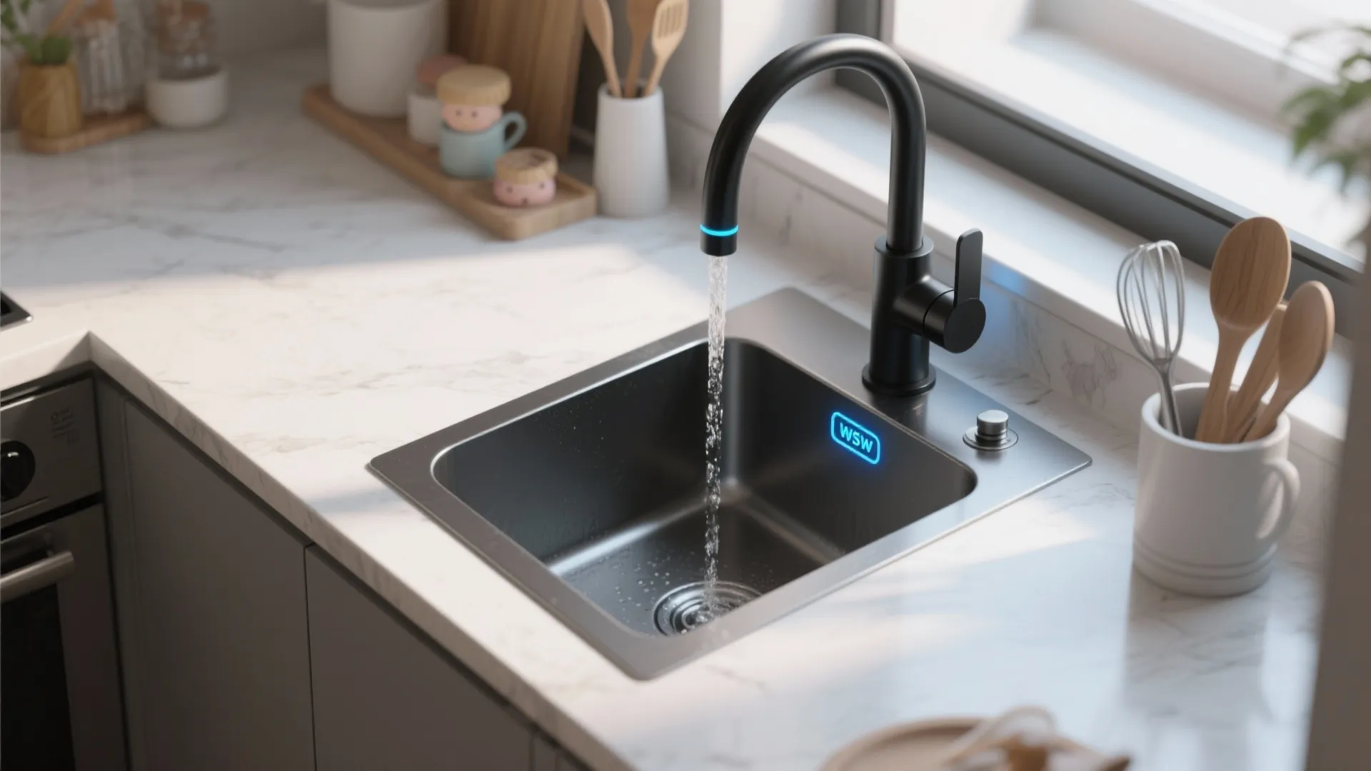 5. Eco-Friendly Black Faucet with Touchless Sensor