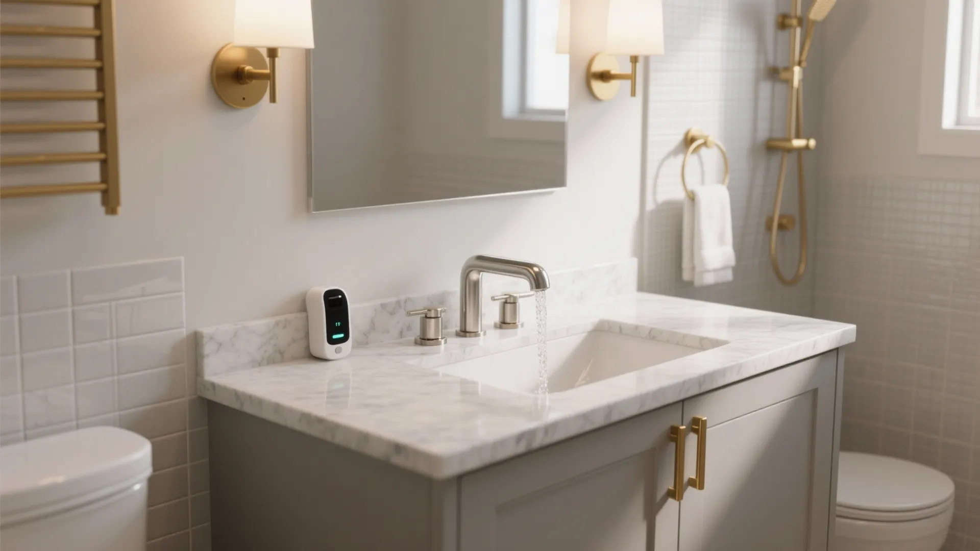 5) Smarter water, calmer mornings: aerators, touchless, and mixing metals