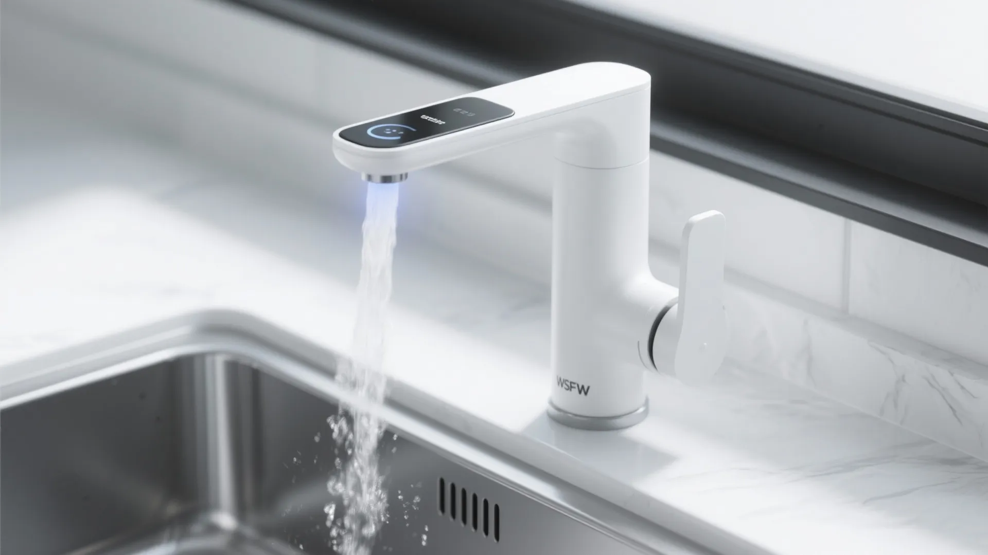 4. White touchless sensor faucet for hygiene-conscious homes