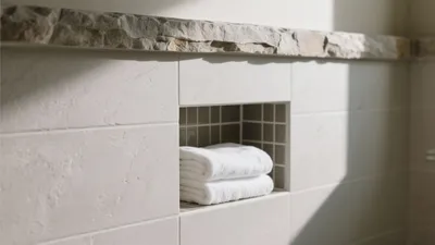 Serene Bathroom Niche with Stone Countertop