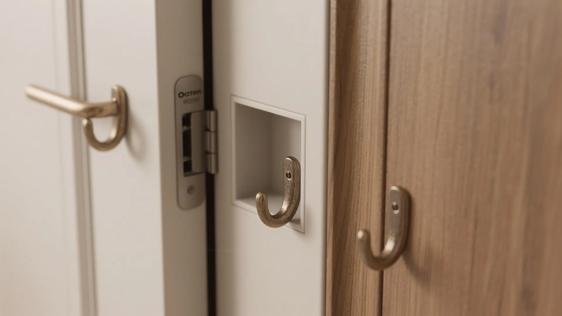 [
  {
    "url": "https://coohom-biz-sg-s3.coohom.com/ins/static/article/towel-storage-1763434611233758600.jpg",
    "alt": "Small bronze metal hooks mounted on white wall and wooden door for convenient bathroom storage"
  }
]
