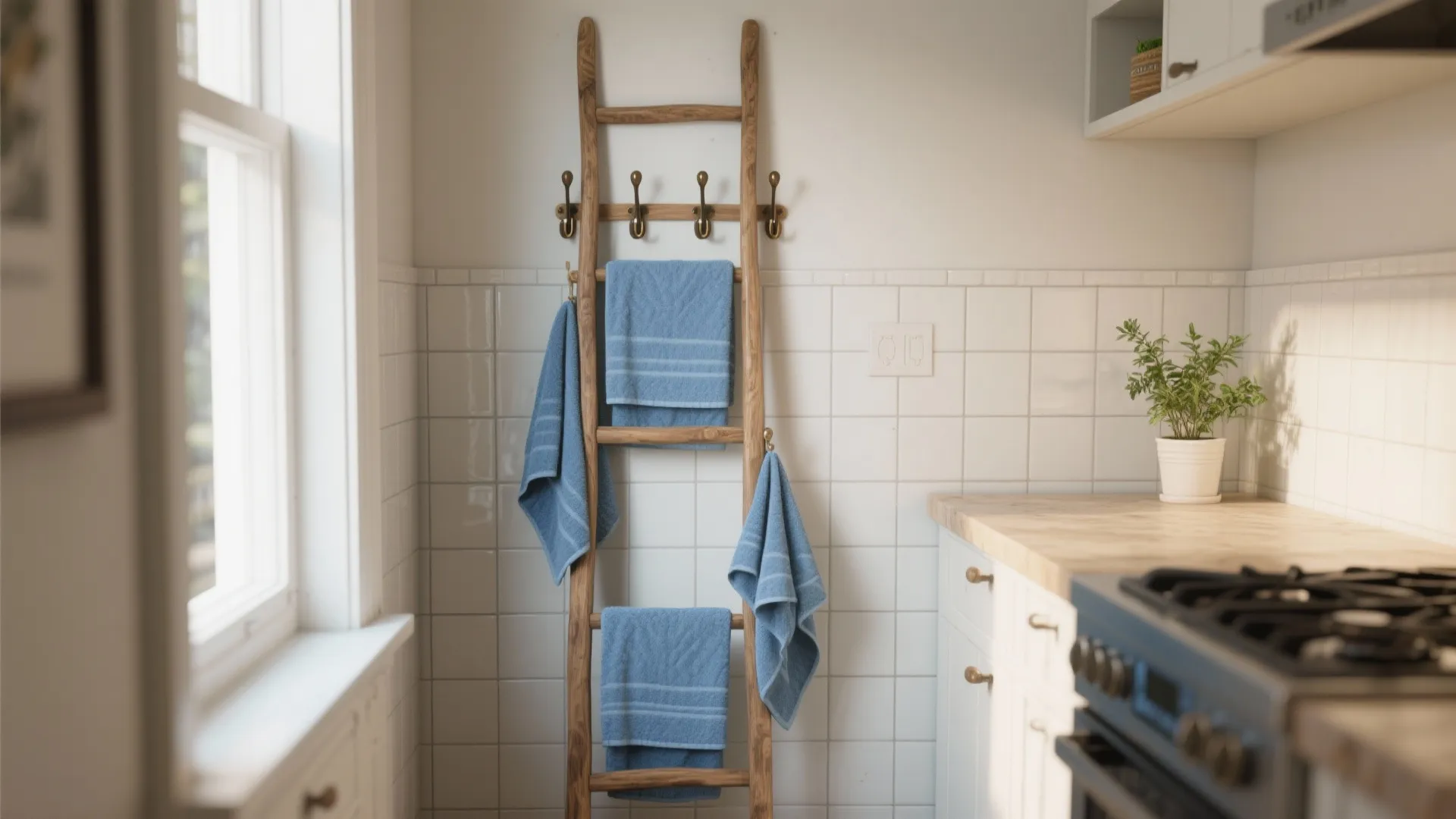 3. Make blue towels functional decor