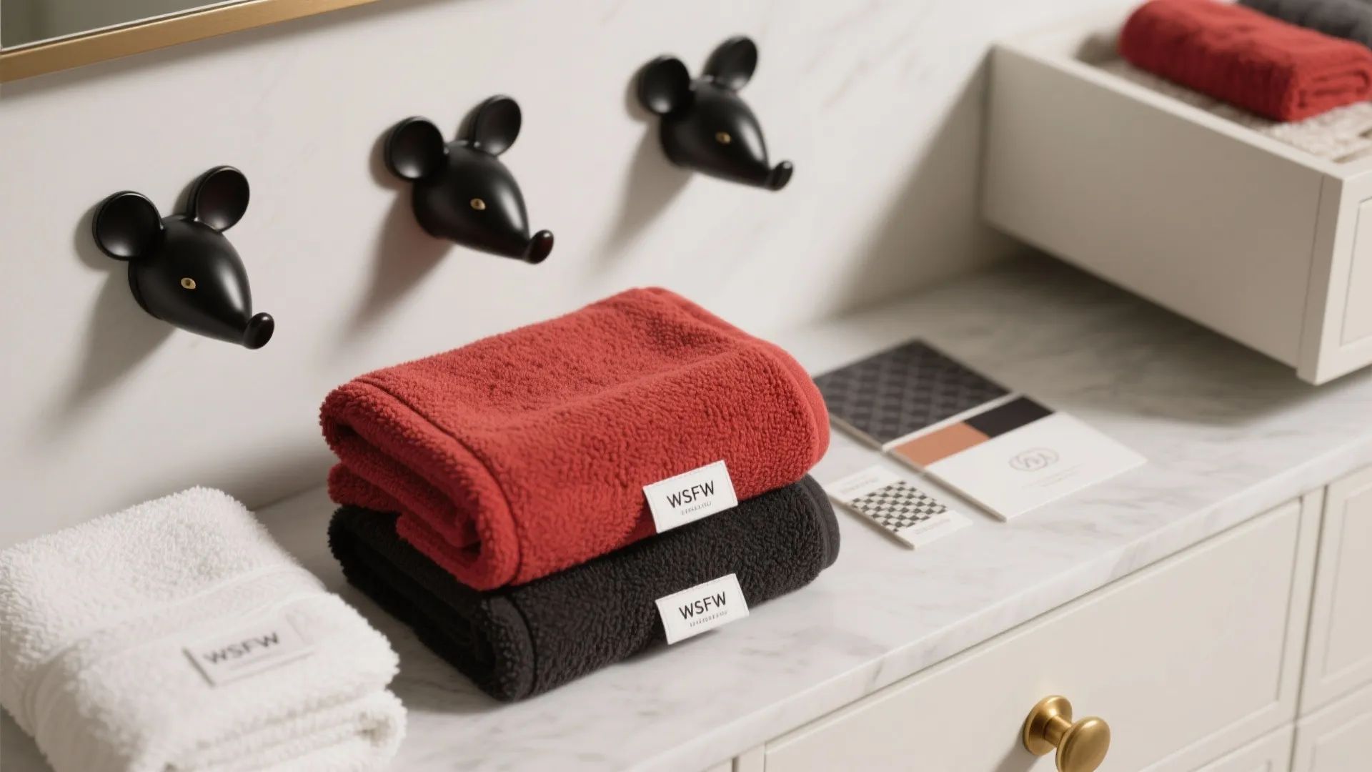2. Mickey as Color Accent: Towels and Hardware