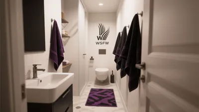 Modern Bathroom Design with Purple Accent