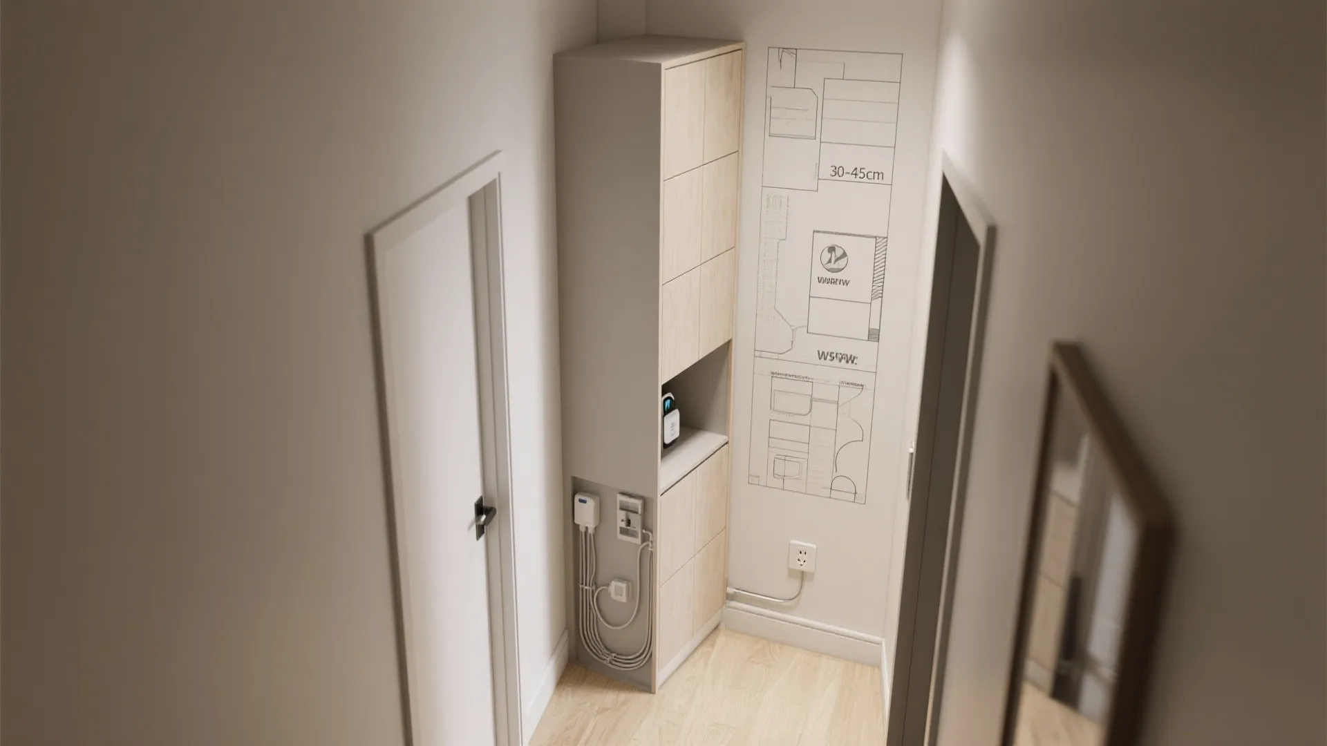 Corner Cabinet Tower with Charging Niche