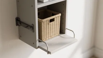 Wall-Mounted Storage Cabinet with Woven Basket