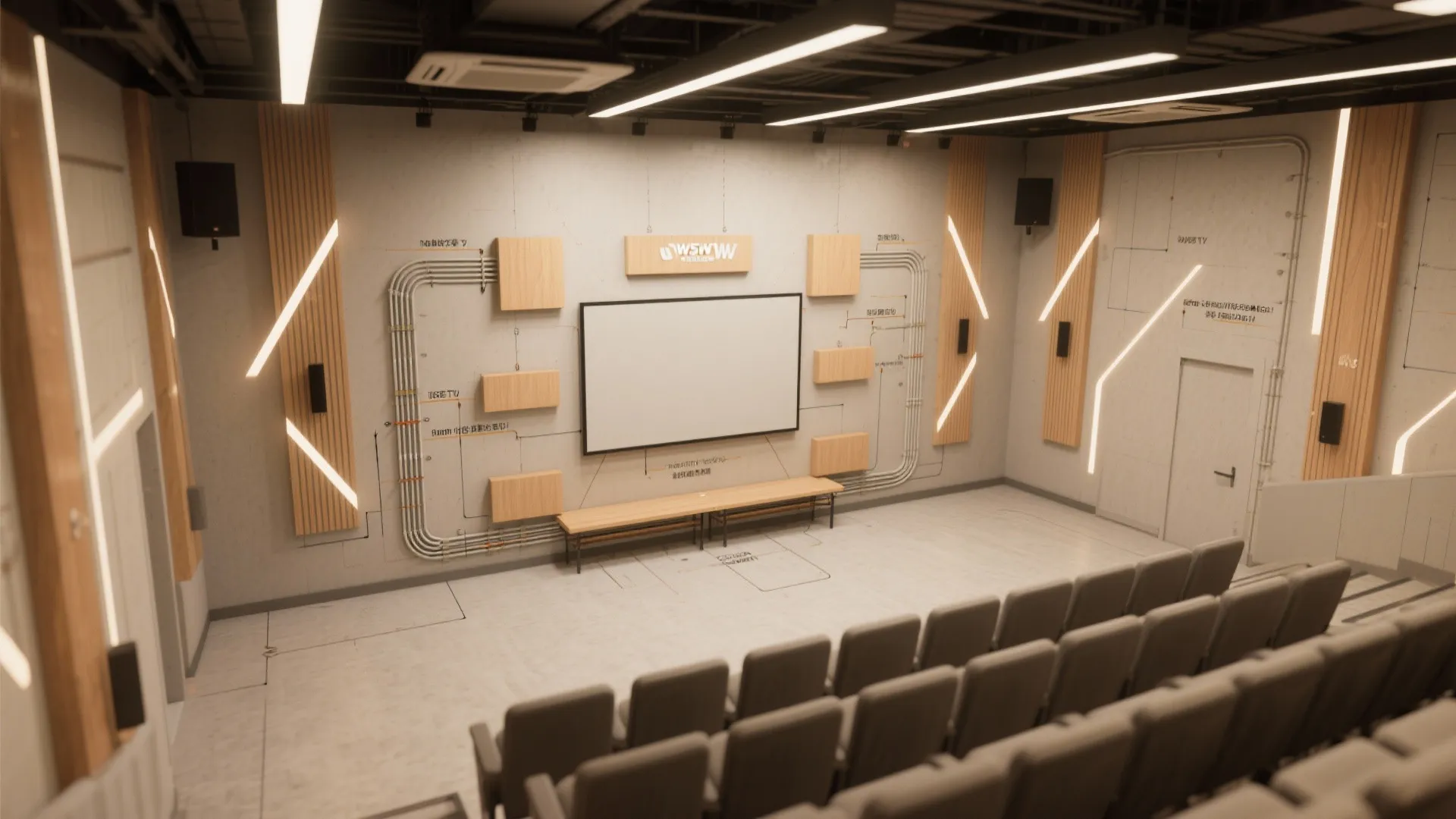 Modular media tower with integrated lighting