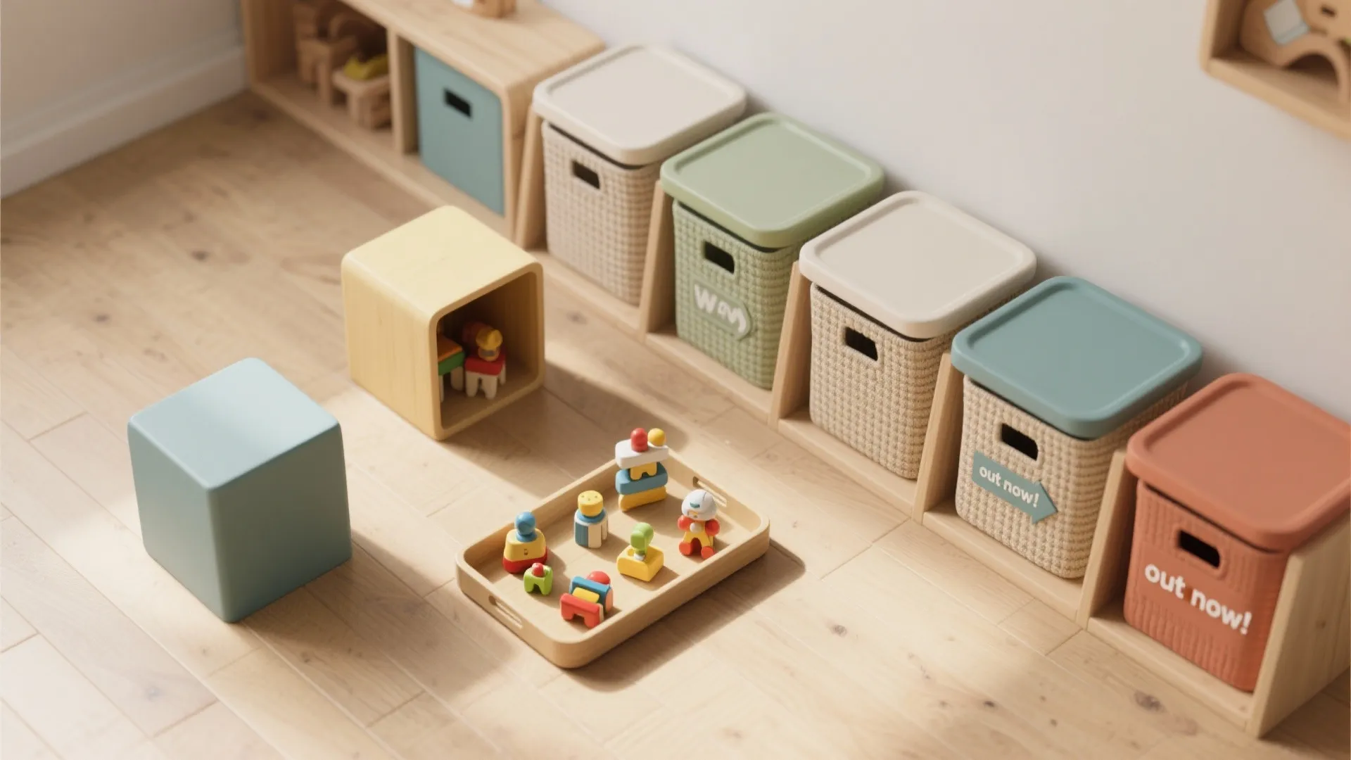 Minimalist Storage Wall + Toy Rotation