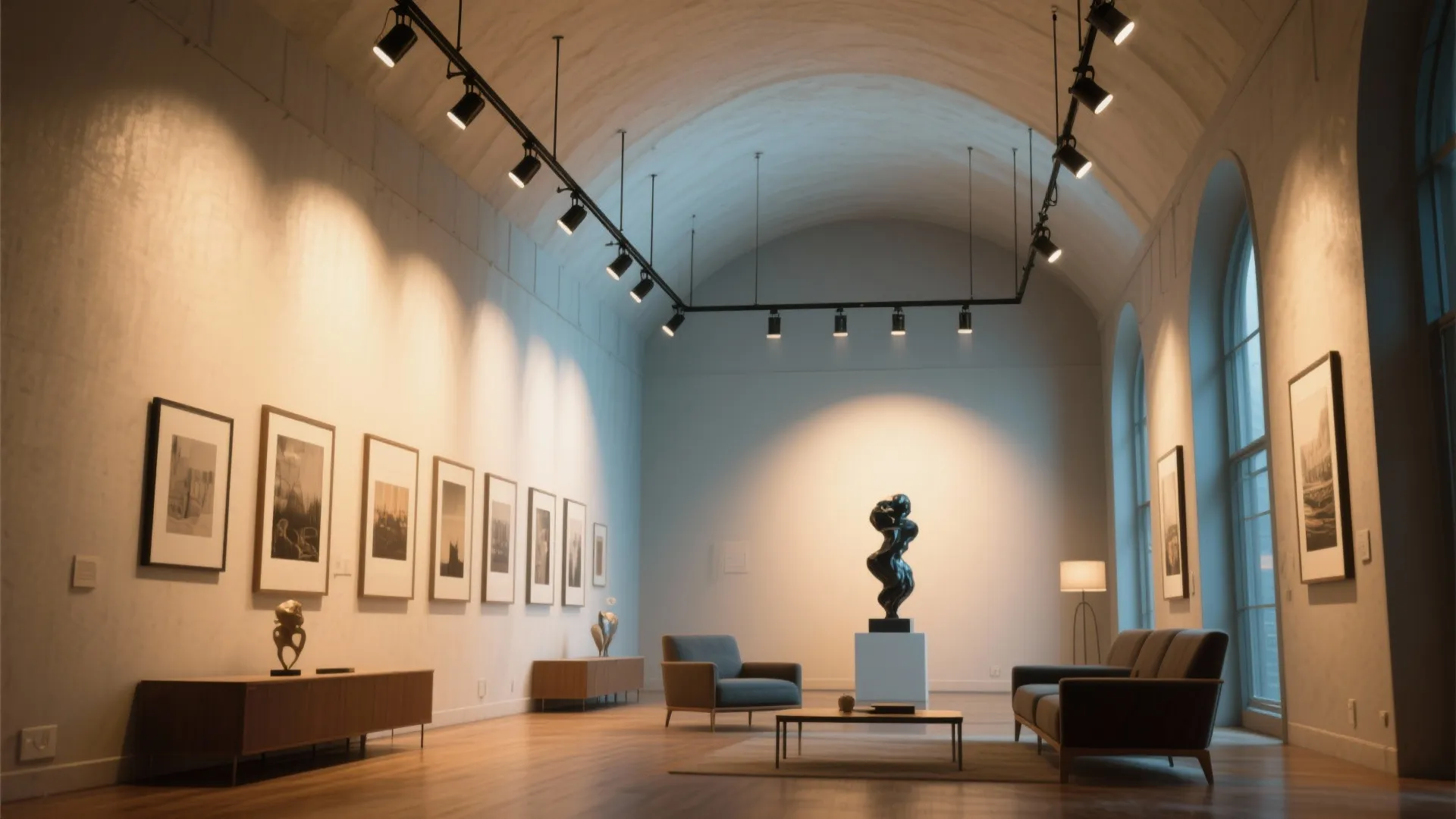 4. Track lighting for flexibility and art highlights