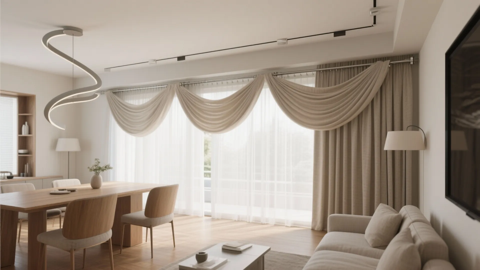 Ceiling-Track Curtains for Soft Zoning