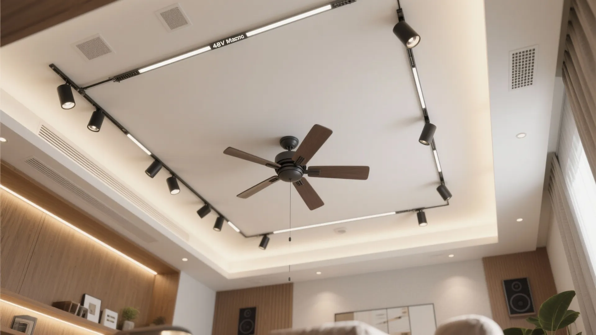 Smart, Service-Ready Ceilings (Tracks, Fans, Speakers)