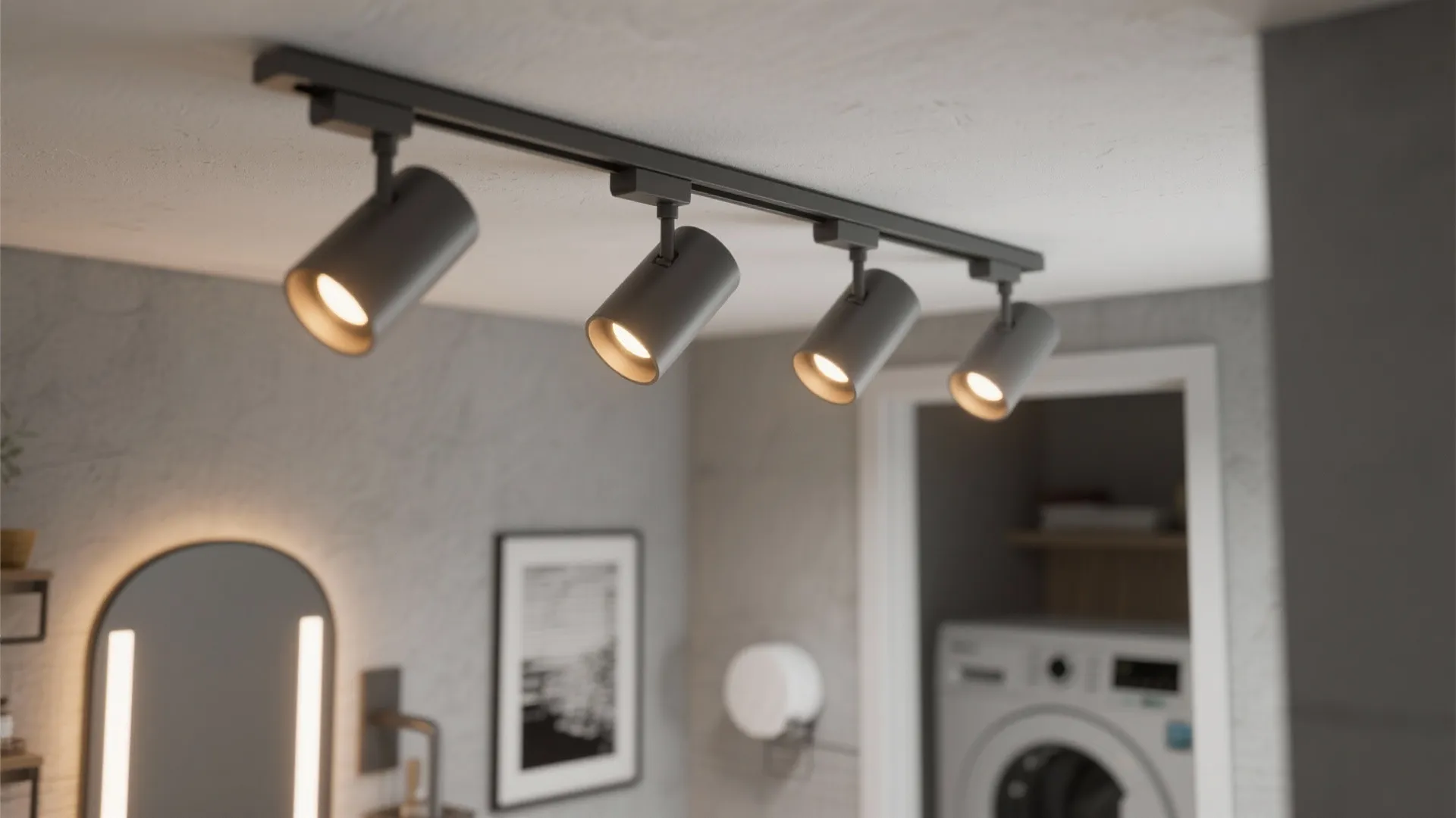 4. Minimalist track lighting with adjustable heads