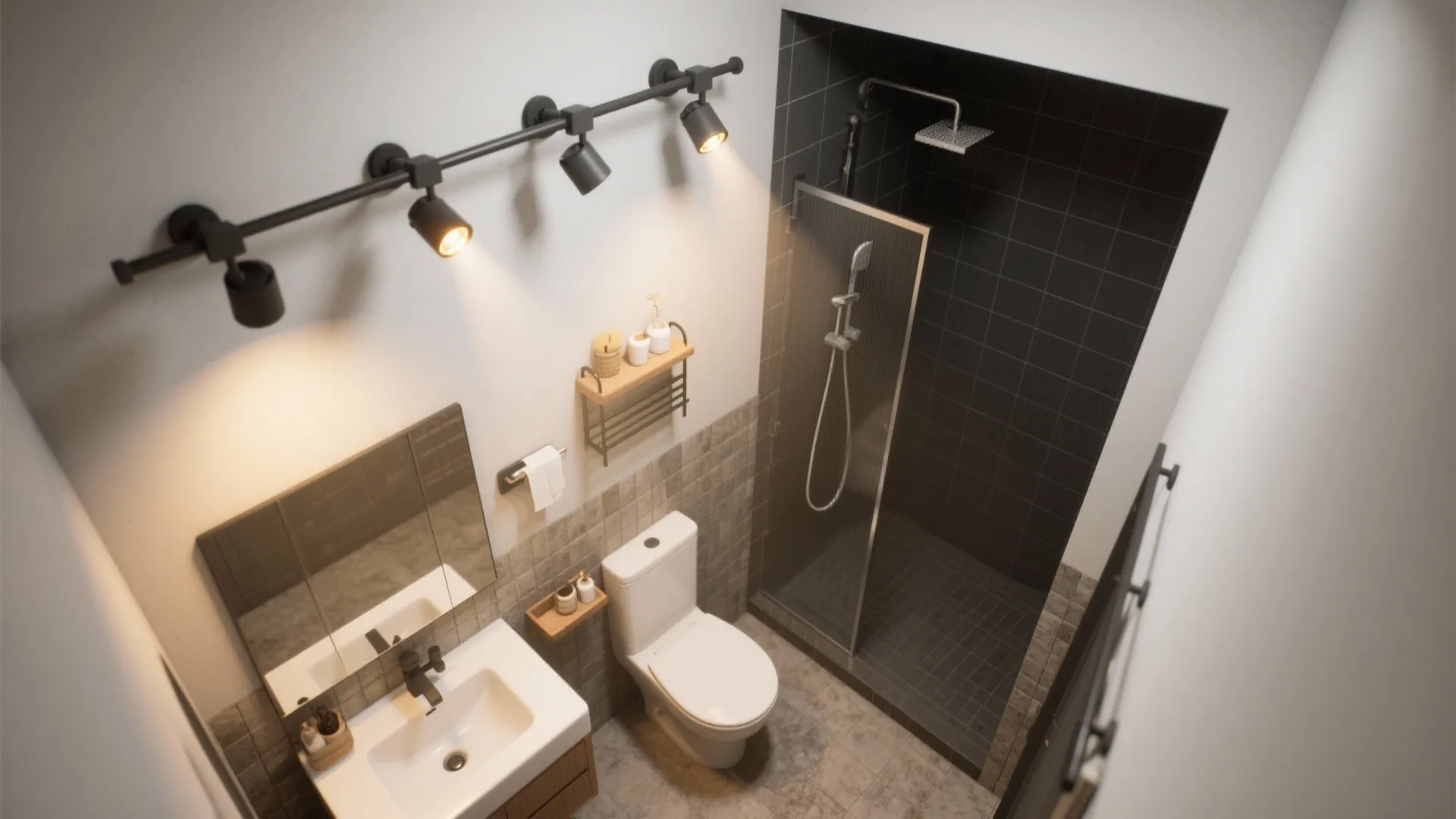 5. Track Light with Four Adjustable Heads (Flexible Solution)