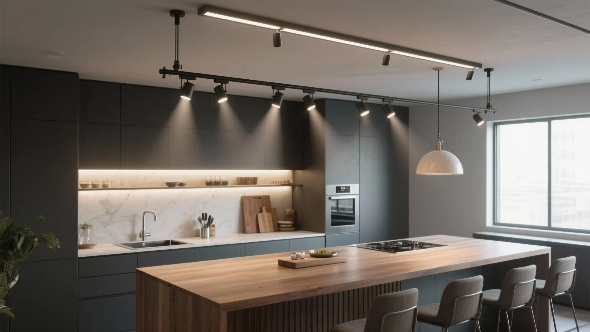 4. Track Lighting with Adjustable Heads