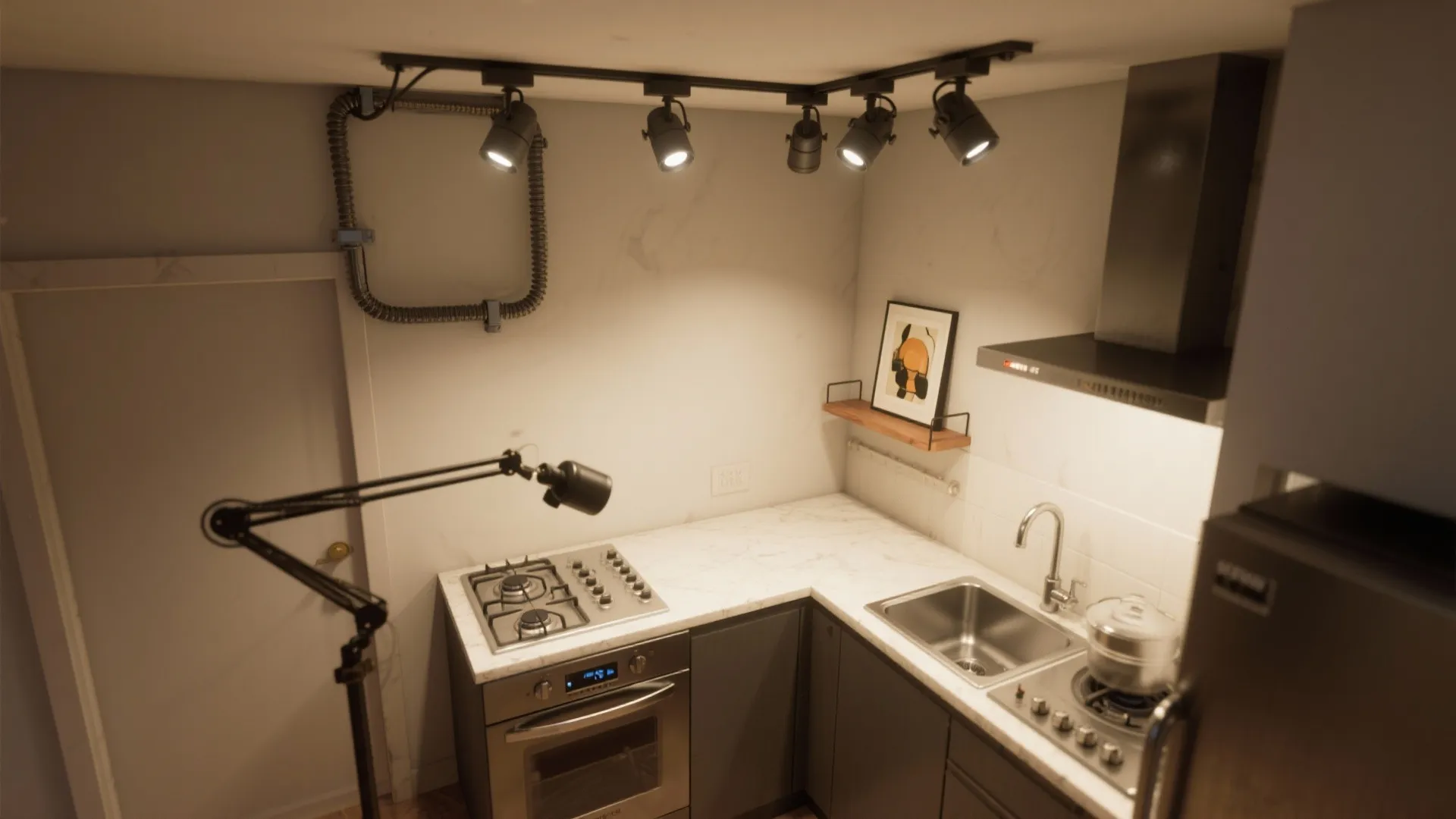 3. Flexible track or rail with adjustable heads