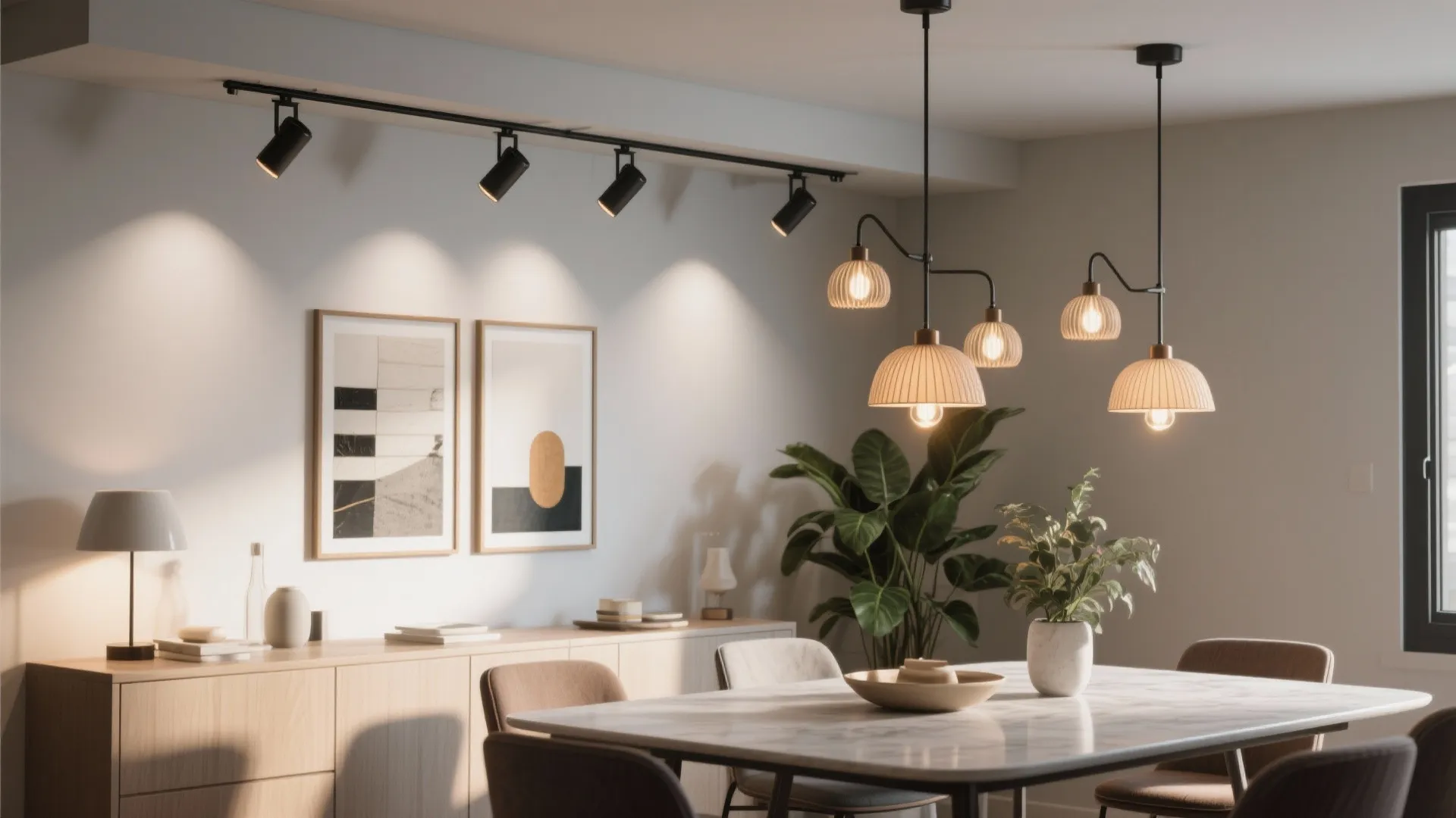 4. Adjustable track lighting for flexibility