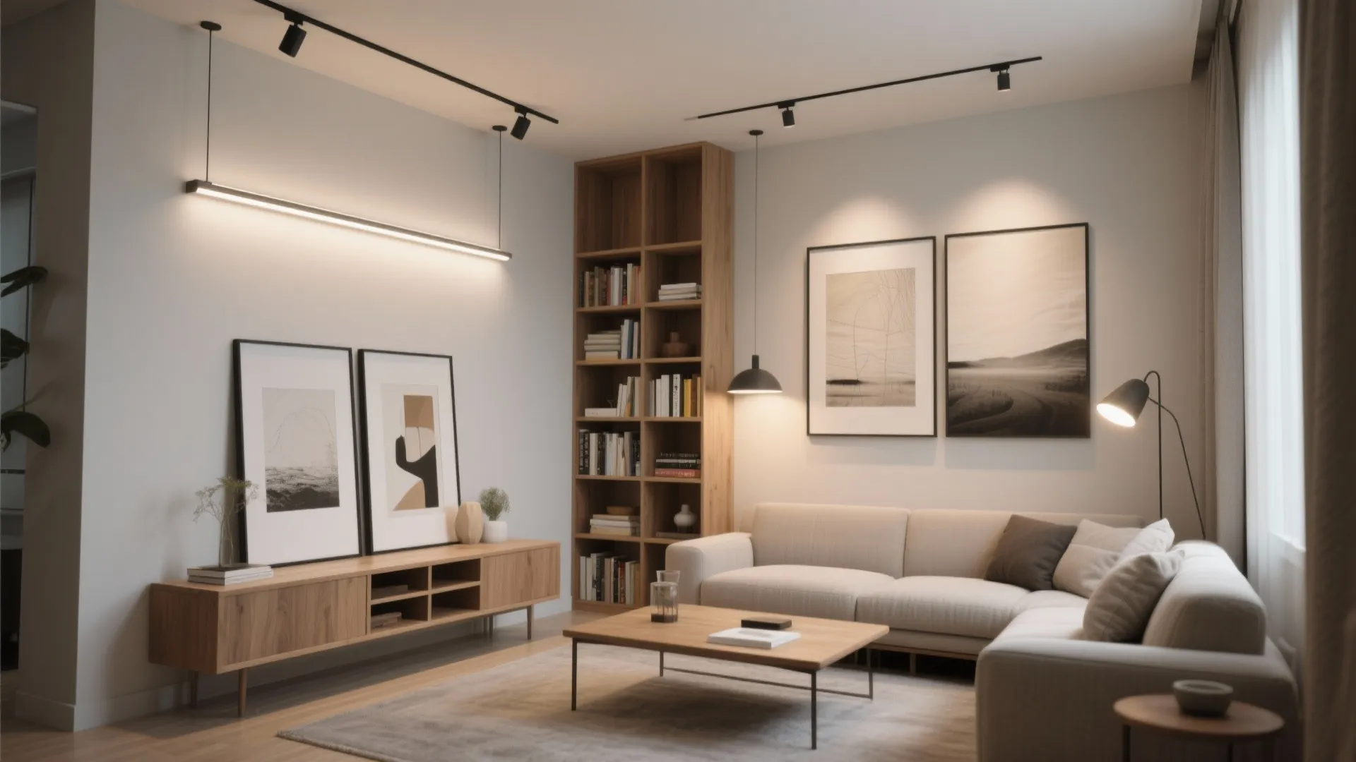 3. Track lighting for flexible accenting