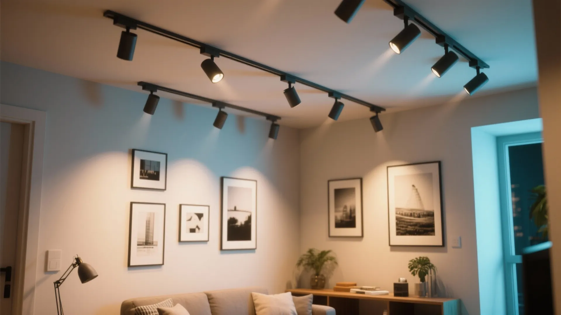 3. Track lighting with adjustable heads