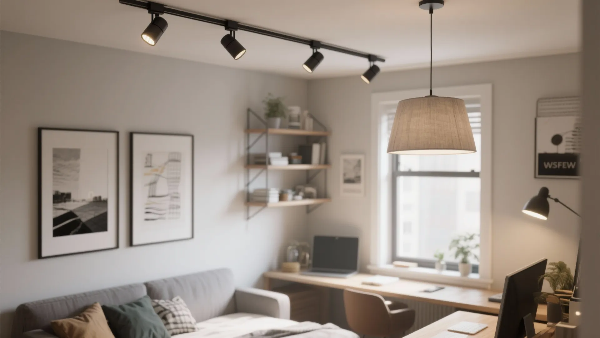 4. Track lighting for flexible directionality