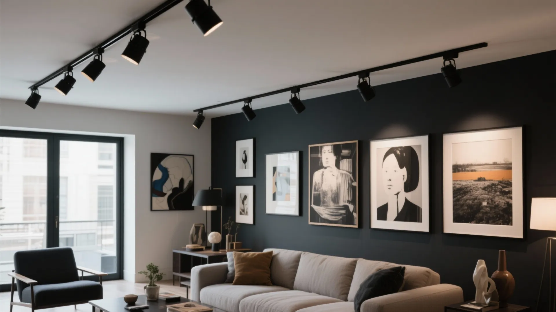 6. Track Lighting with Adjustable Heads