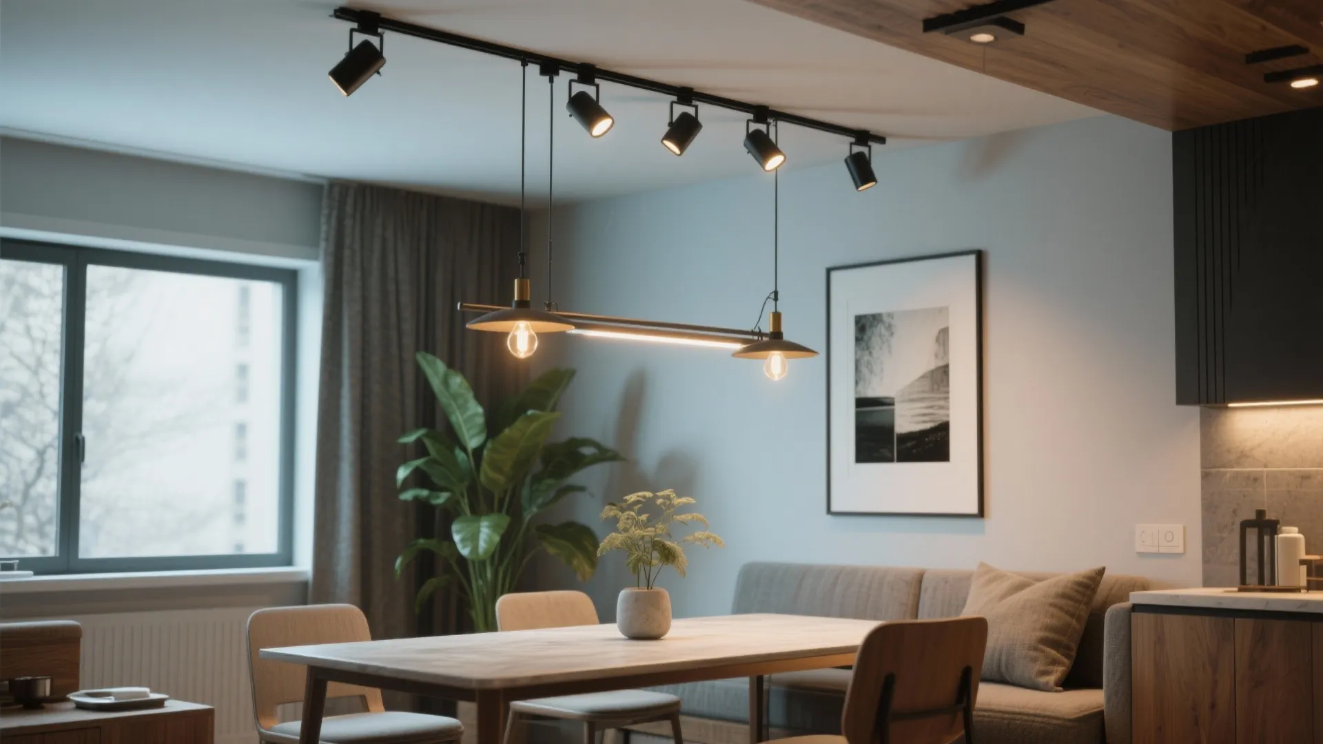 4. Track lighting for adjustable focus