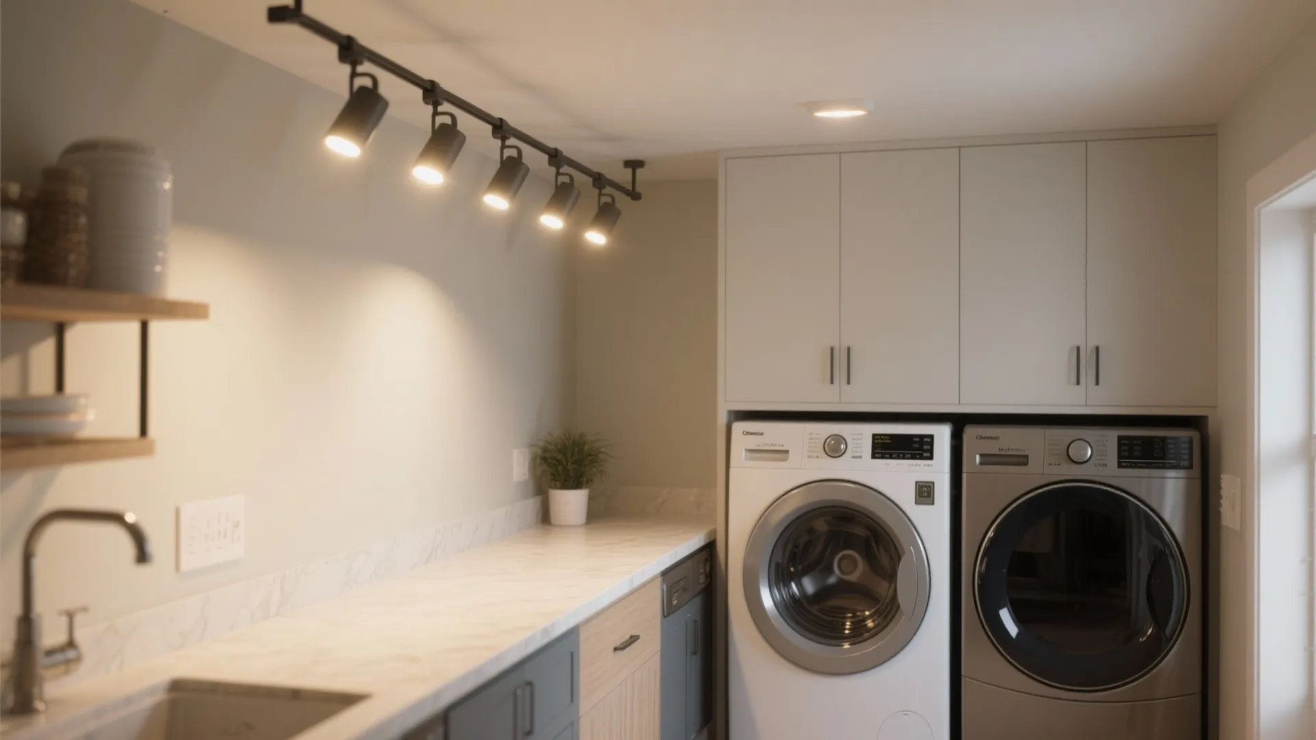 4. Track Lighting with Adjustable Heads