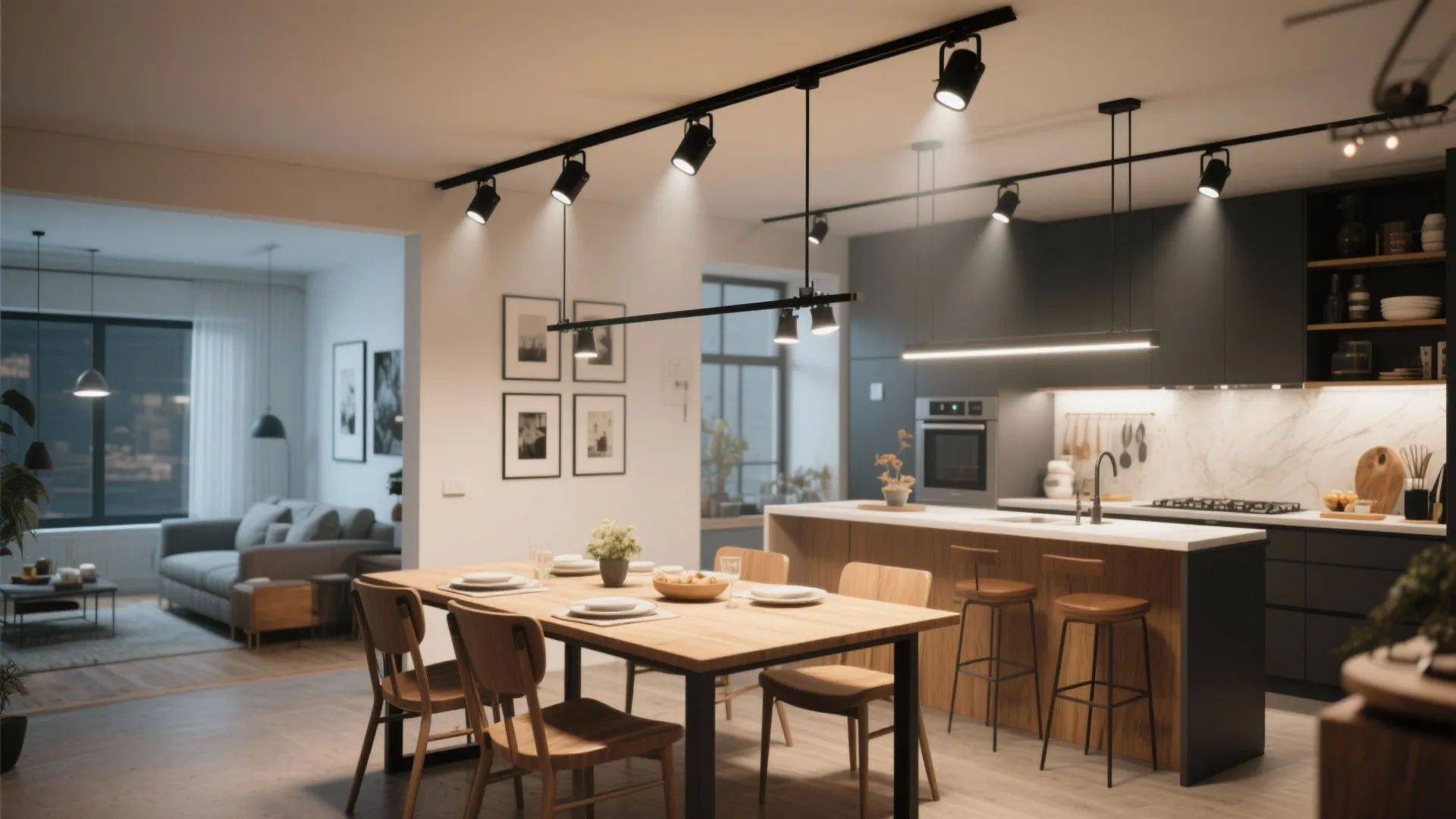 5. Track lighting with adjustable heads