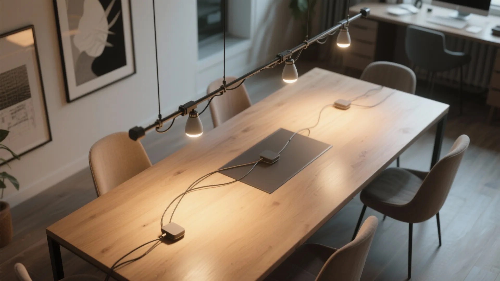 4. Adjustable track lighting for flexibility