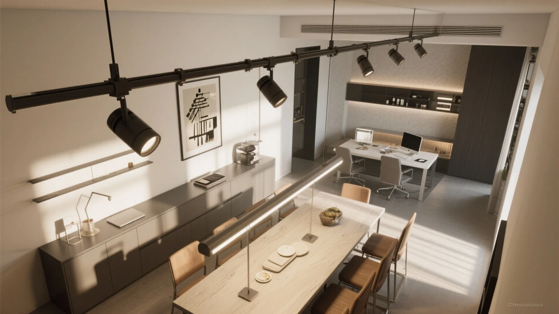 4. Track Lighting with Adjustable Heads for Functional Flexibility