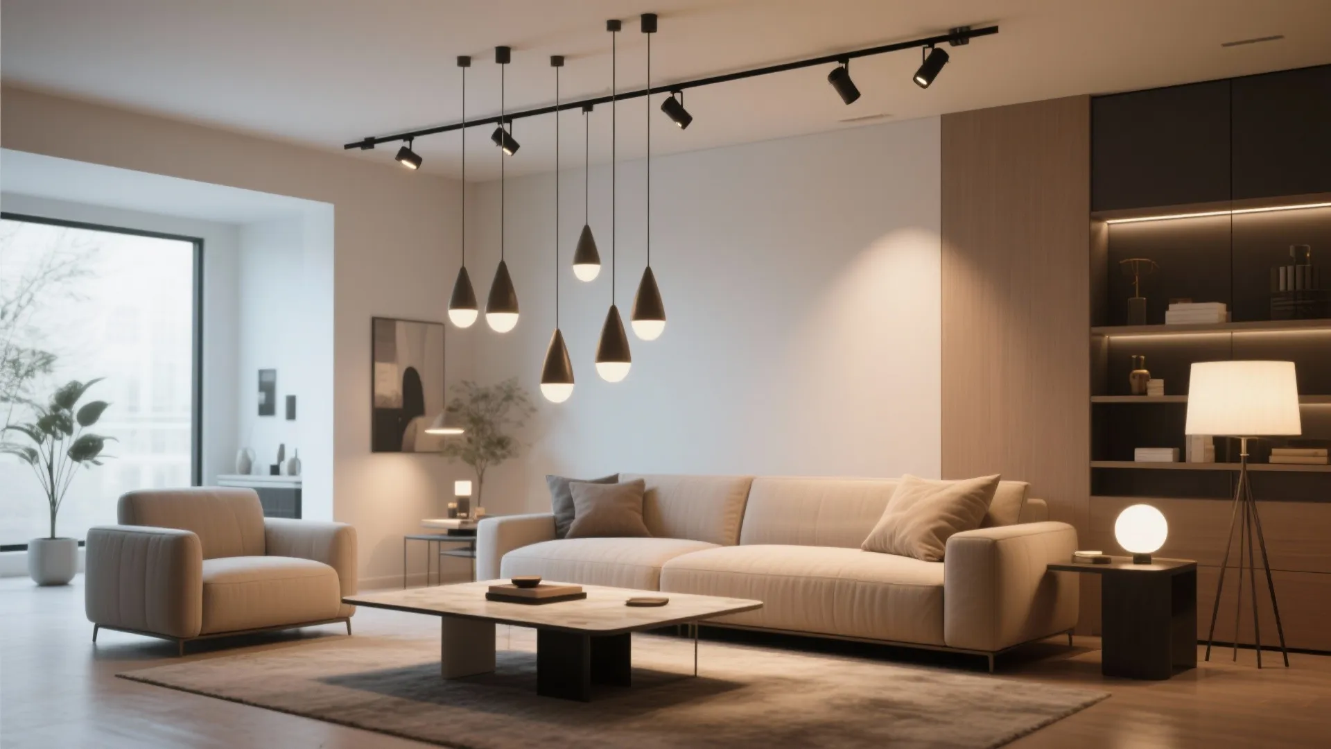 Track Lighting with Pendant Drops