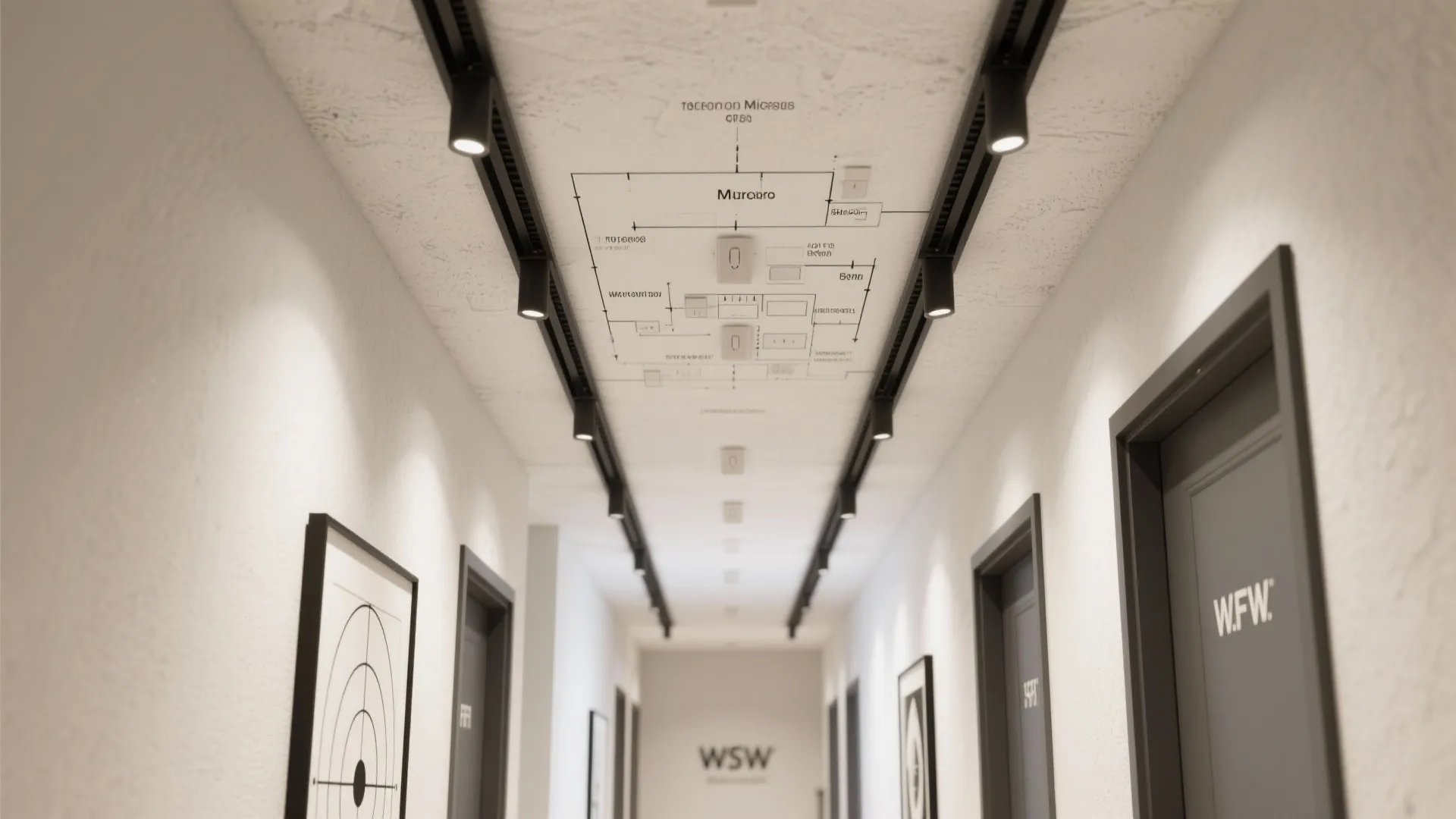 1) Minimal drywall edge trim with recessed micro-track