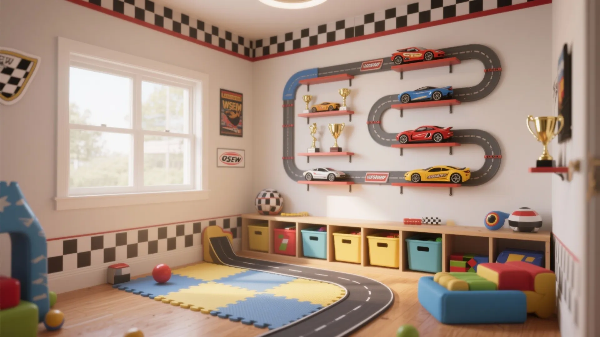 3. Track-Themed Play Nook